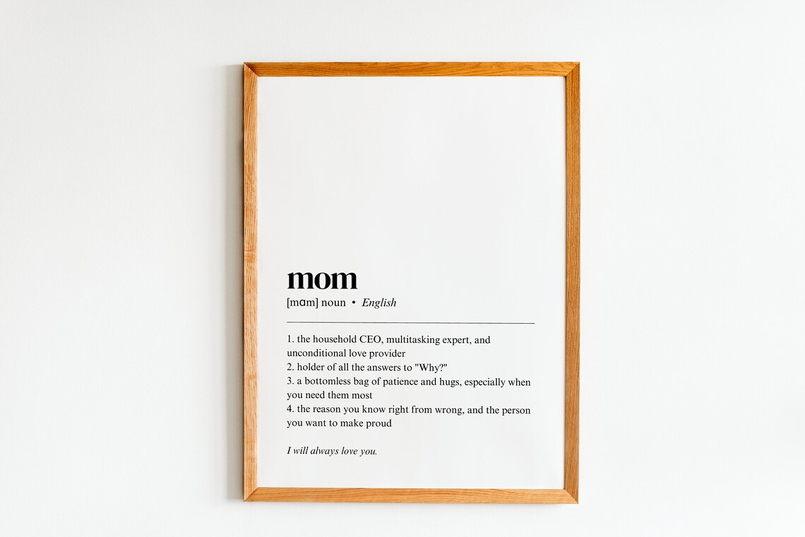 Mom Definition Dictionary Style Minimalist Mothers Day Gift Wall Poster