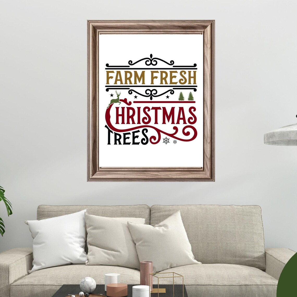 Farm Fresh Christmas Trees Vintage Farmhouse Typography Sign Poster