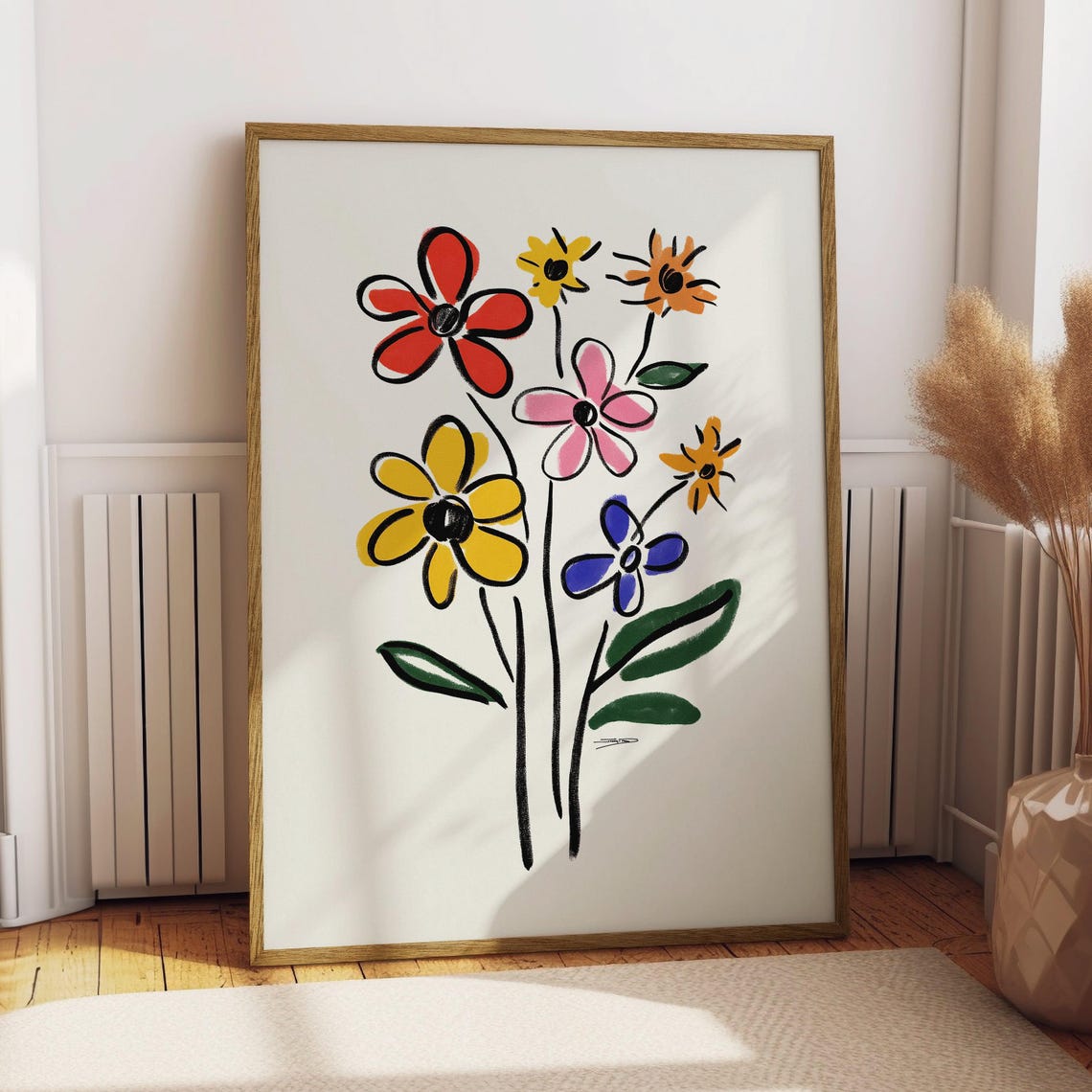 Picasso-Inspired Minimal Flower Art, Vintage Line Art - Image 2