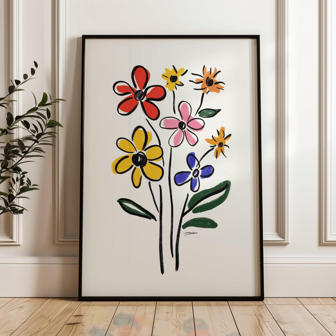 Picasso-Inspired Minimal Flower Art, Vintage Line Art - Image 4