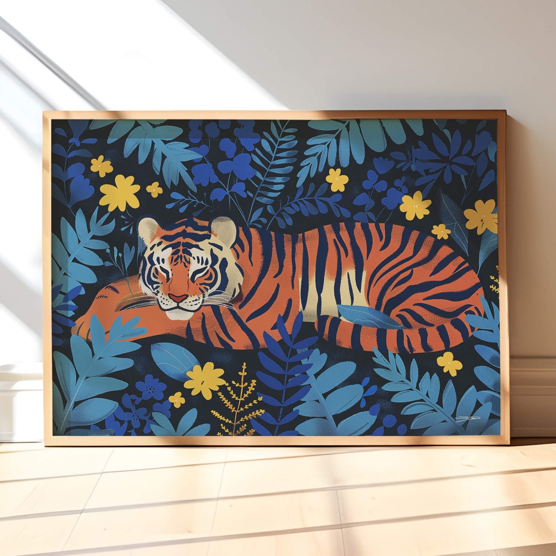 Sleeping Tiger Wildlife Artwork, Nursery Poster - Image 3