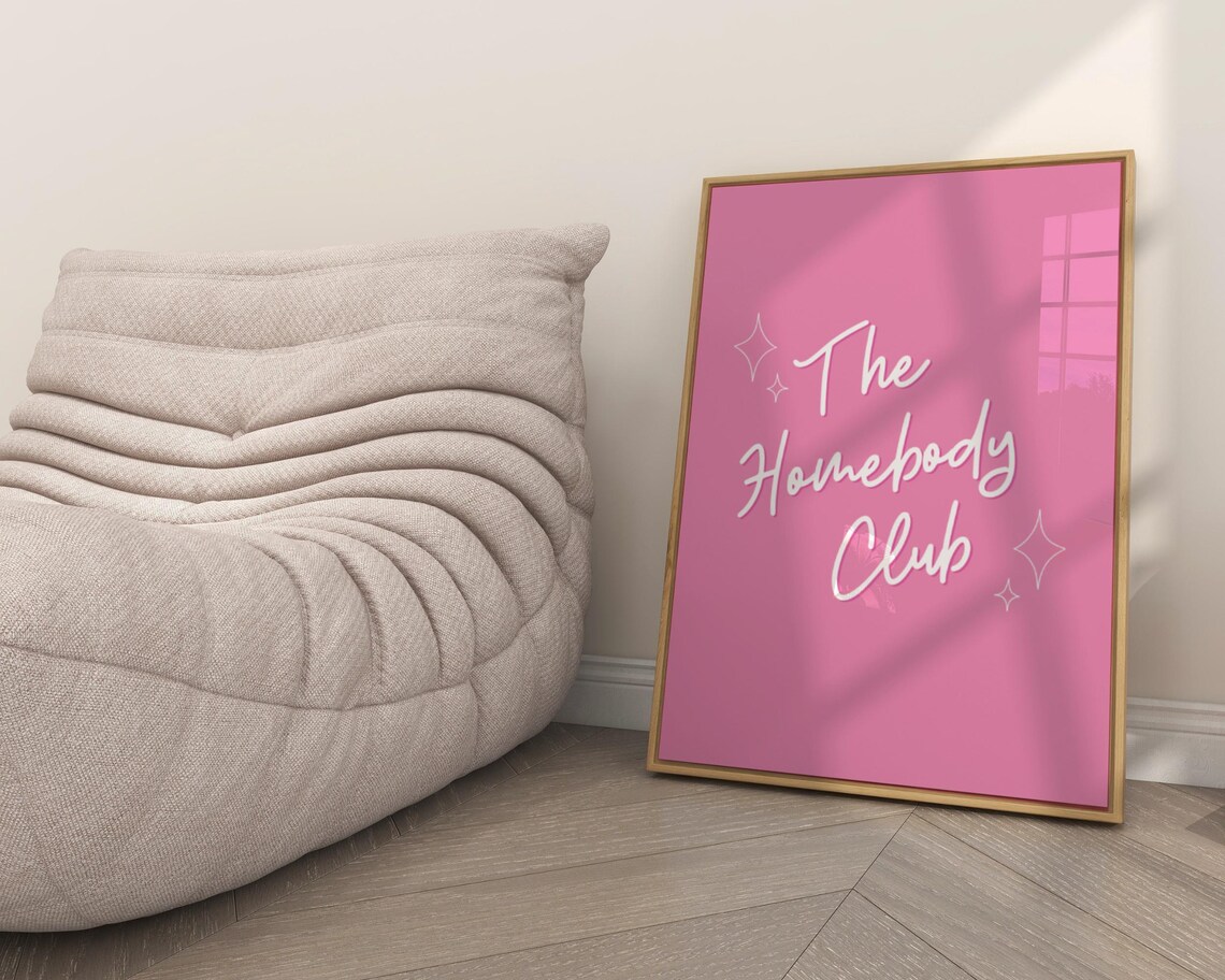The Homebody Club Pink Script Sparkle Cozy Bedroom Quote Poster - Image 7