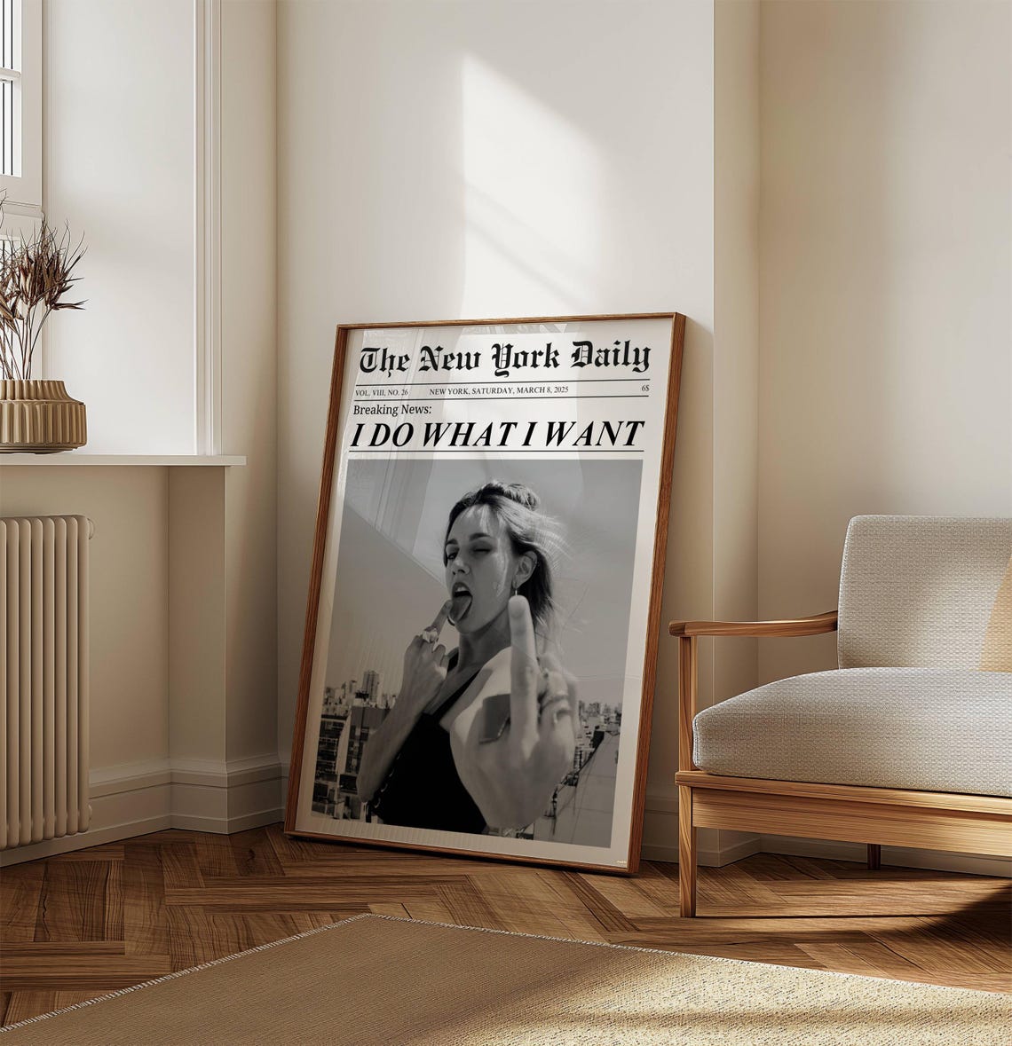 I Do What I Want Wall Art Trendy Newspaper Print Girl Dorm Room Art Feminist Print Girl Power Art Black And White Print Prints - Image 7