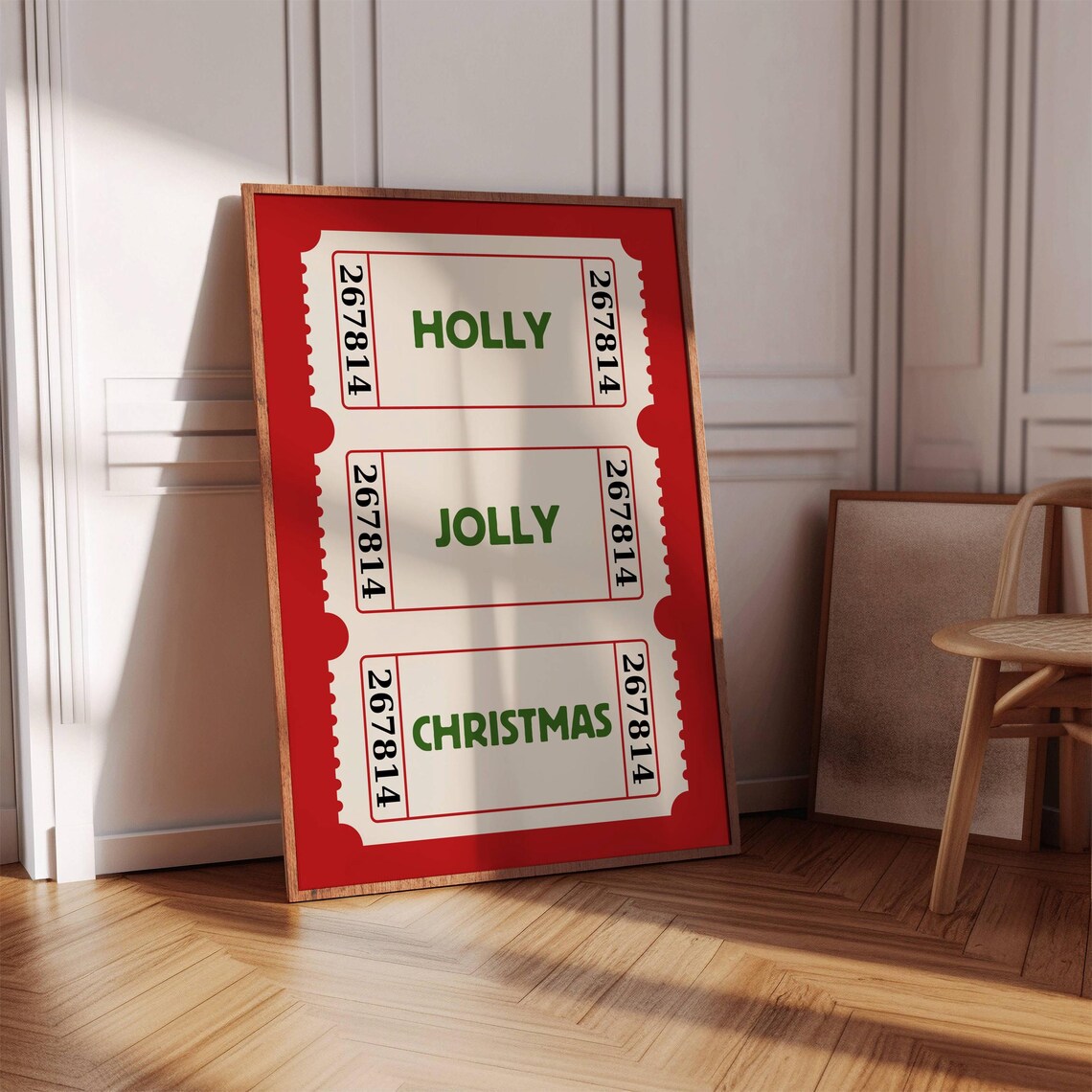 Holly Jolly Christmas Retro Tickets Red Holiday Trendy Quote Poster - Image 5