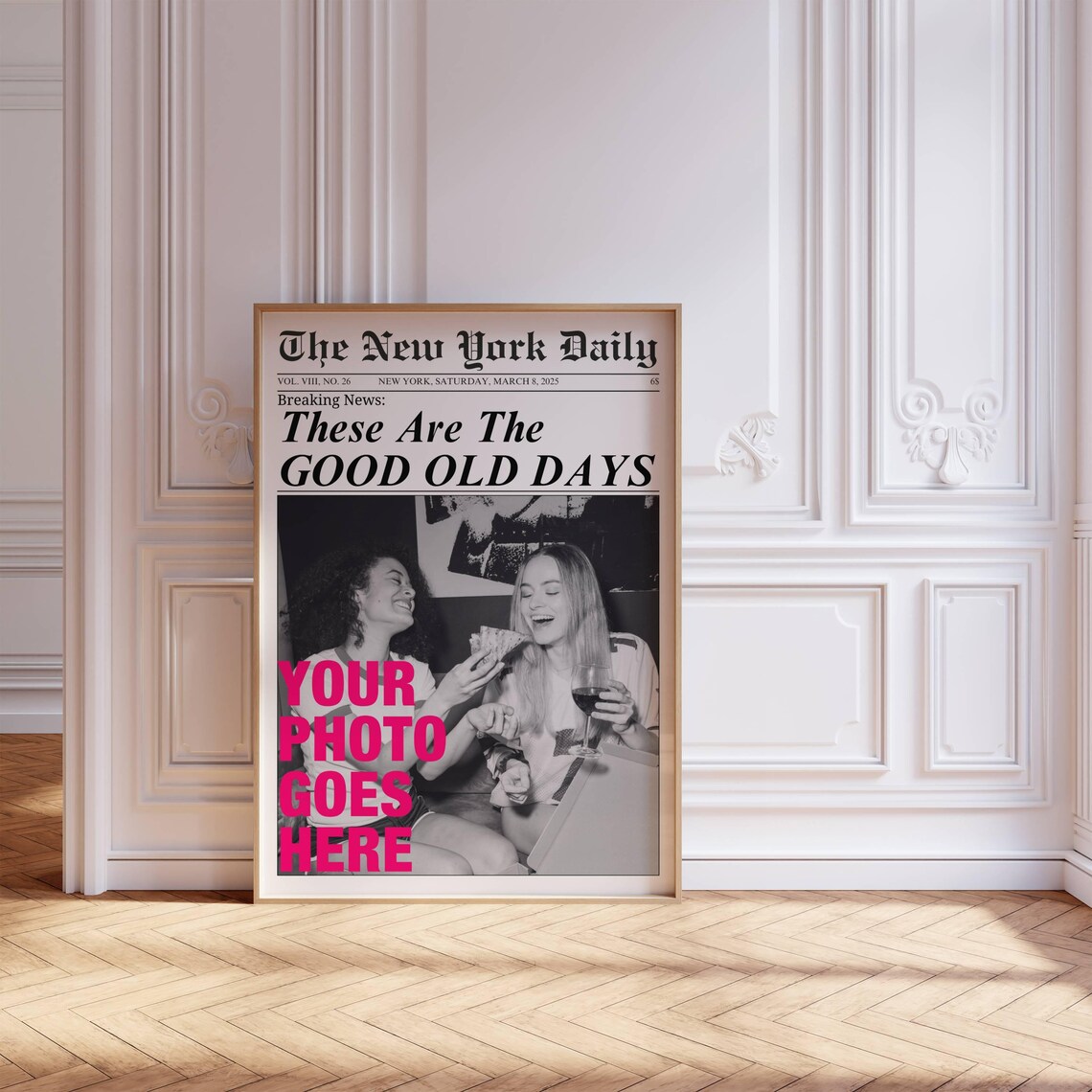 Custom Photo Good Old Days Fun New York Daily Newspaper Poster - Image 5