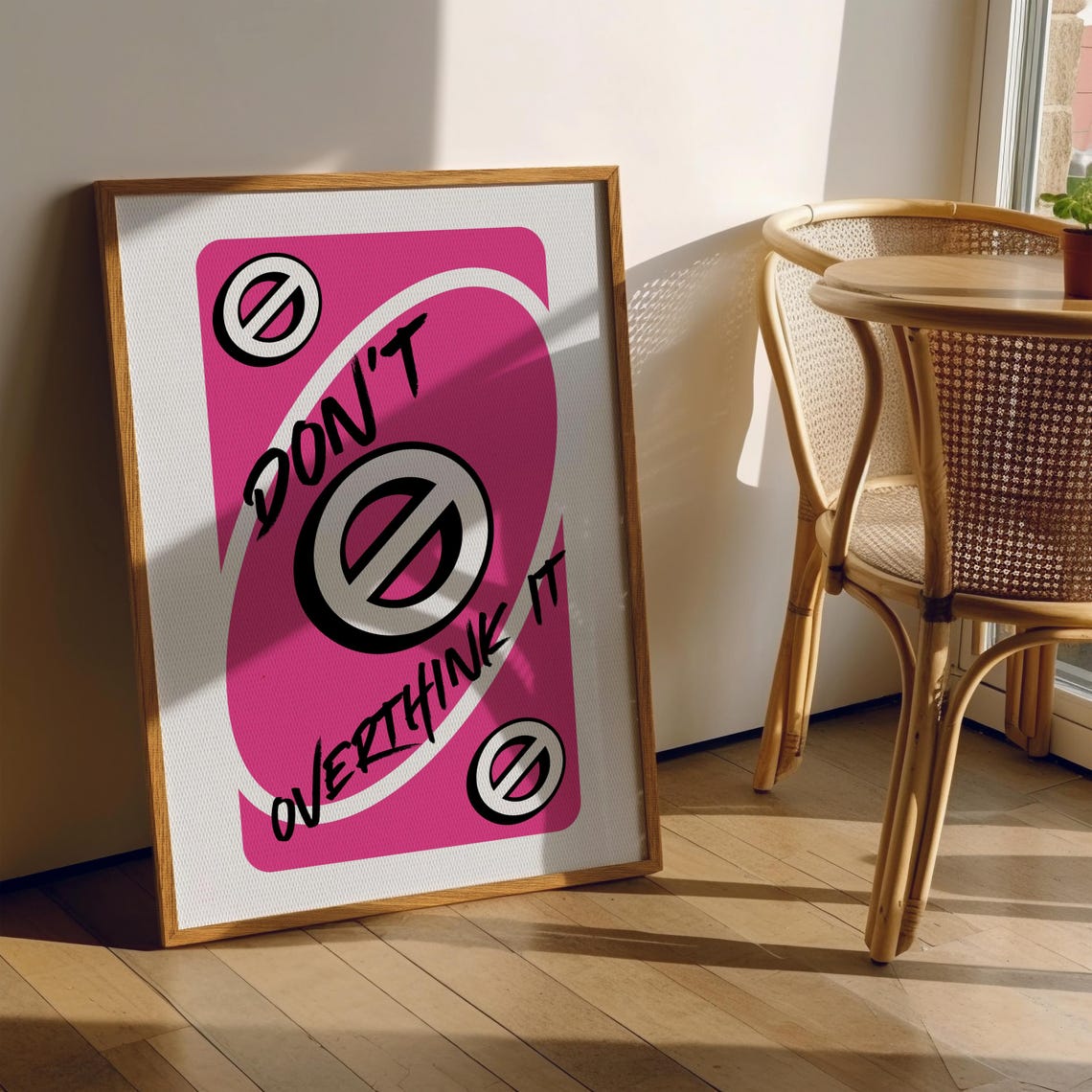 Dont Overthink It Pink Playing Card Style Positive Mindset Poster - Image 3
