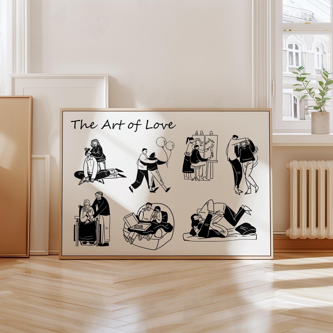 The Art Of Love Couples Everyday Moments Line Drawing Poster - Image 8