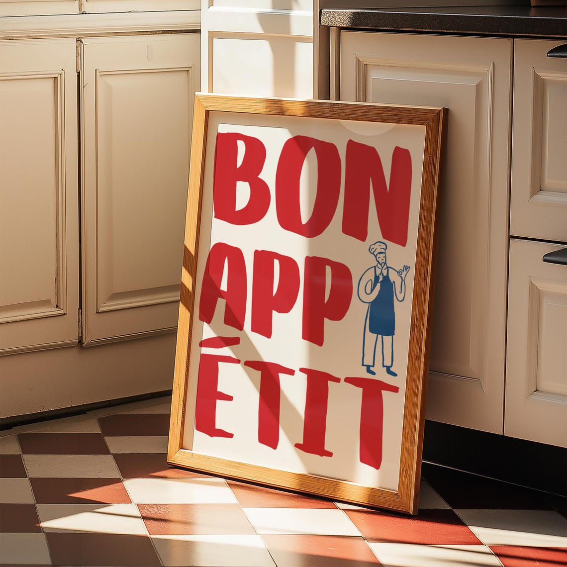 Bon Appetit Red French Kitchen Chef Quote Bold Typography Poster - Image 3