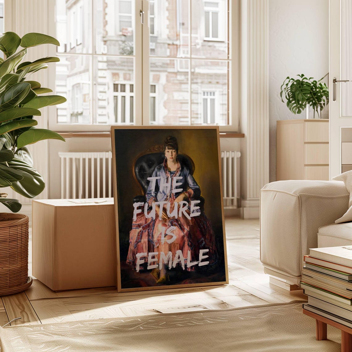 The Future Is Female Graffiti Seated Lady Portrait Quote Poster - Image 8