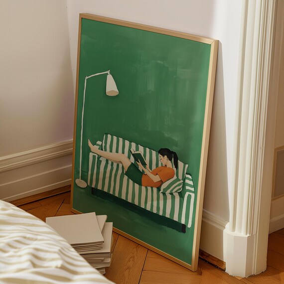 Woman Reading, Abstract Contemporary Art Print