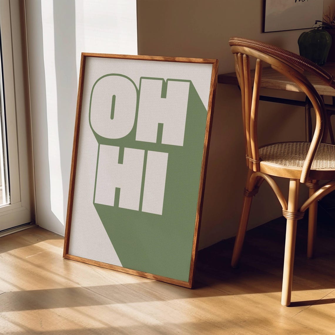 Oh Hi Bold Green Typography White Modern Entryway Quote Poster - Image 5