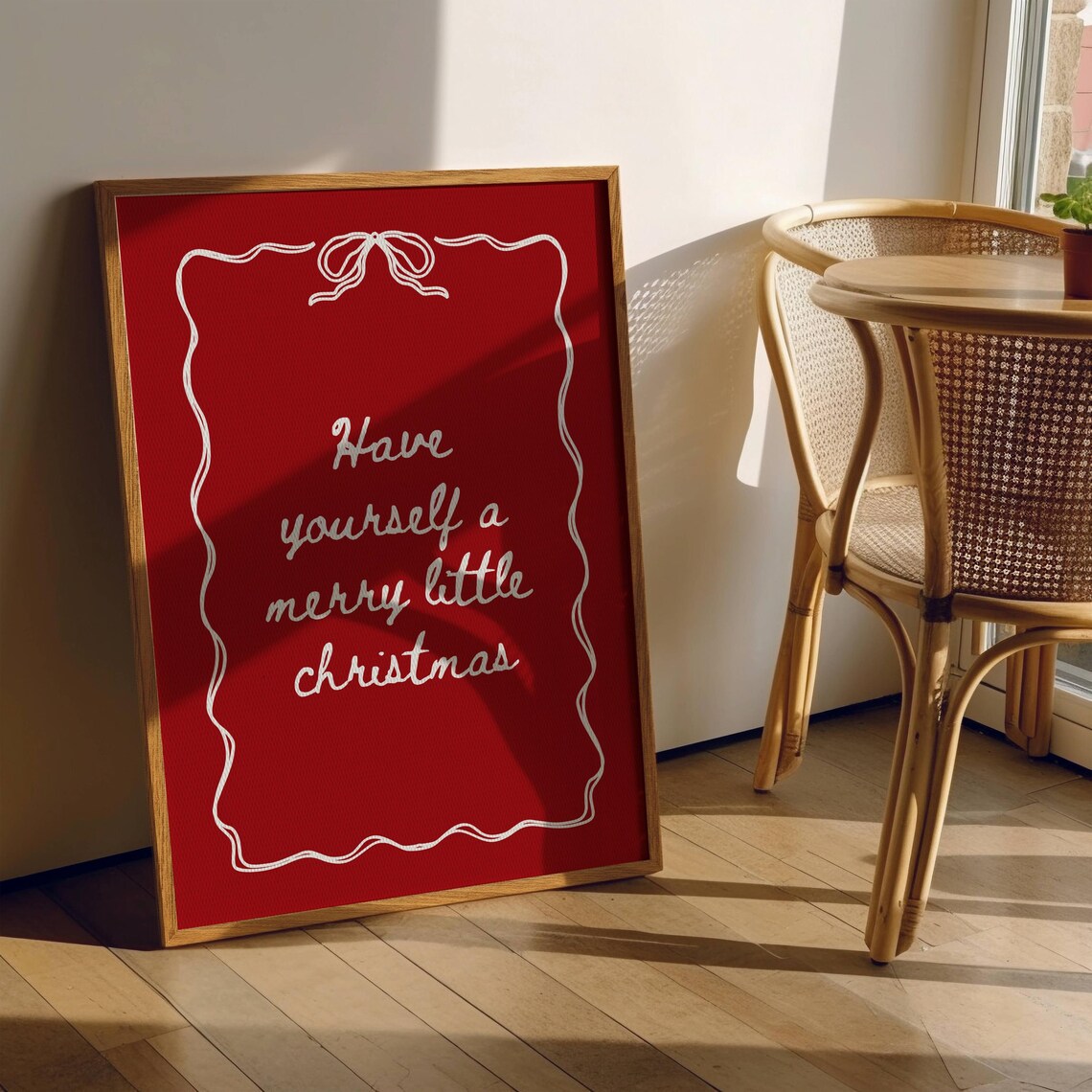 Have Yourself A Merry Little Christmas Red Script Holiday Poster - Image 2