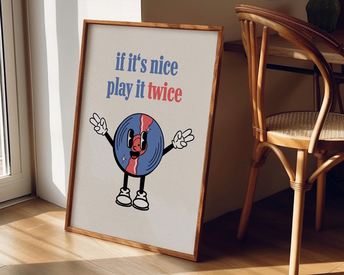If Its Nice Play It Twice Retro Vinyl Record Mascot Music Room Poster - Image 7