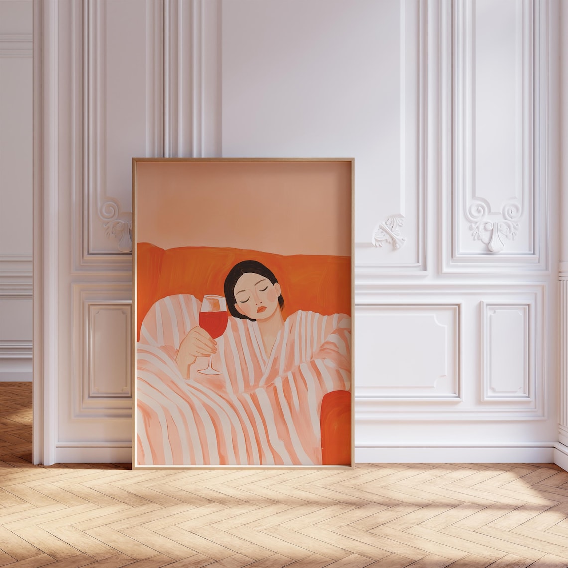 Woman Drinking Wine, Modern Abstract Wall Art - Image 4