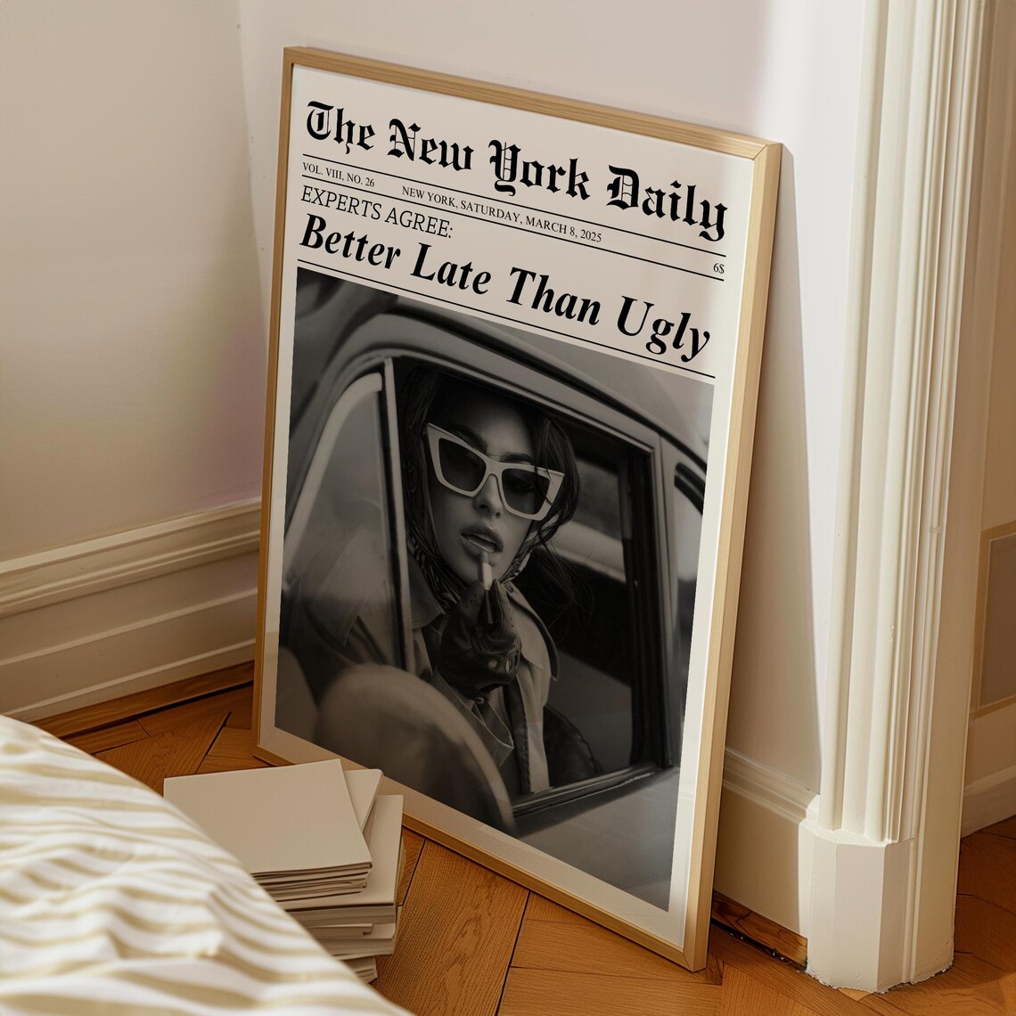 Better Late Than Ugly Newspaper Girl Vintage Glam Fashion Poster - Image 8