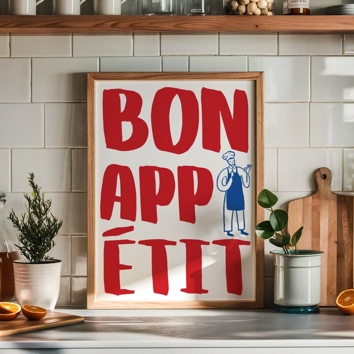Bon Appetit Red French Kitchen Chef Quote Bold Typography Poster - Image 7