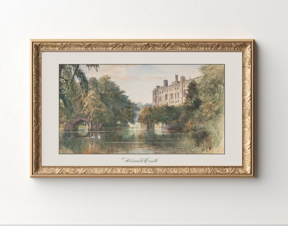 Vintage Countryside Castle Art Print, Romantic Artwork