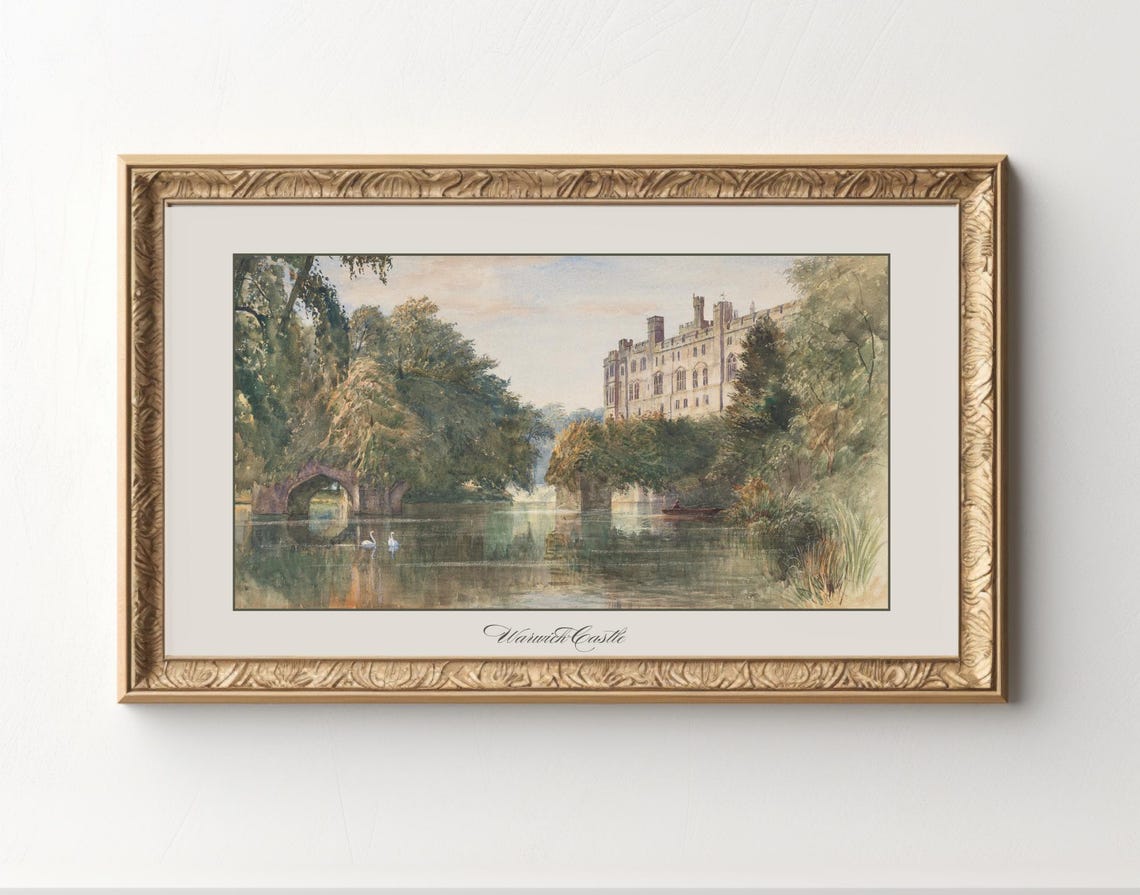 Vintage Countryside Castle Art Print, Romantic Artwork