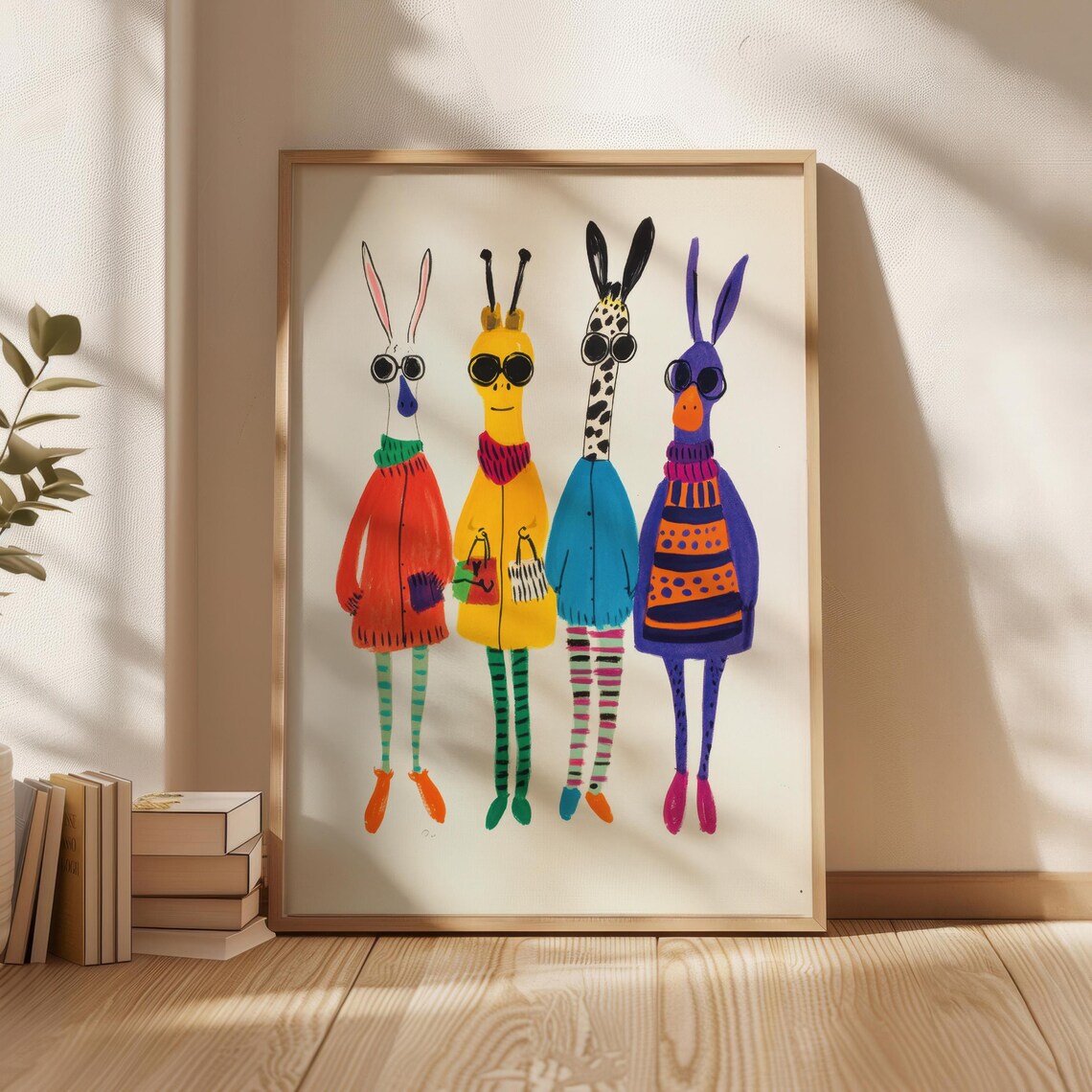 Cute Rabbits Poster Rabbit Art Prints New Home Gift Nursery Design Baby Room
