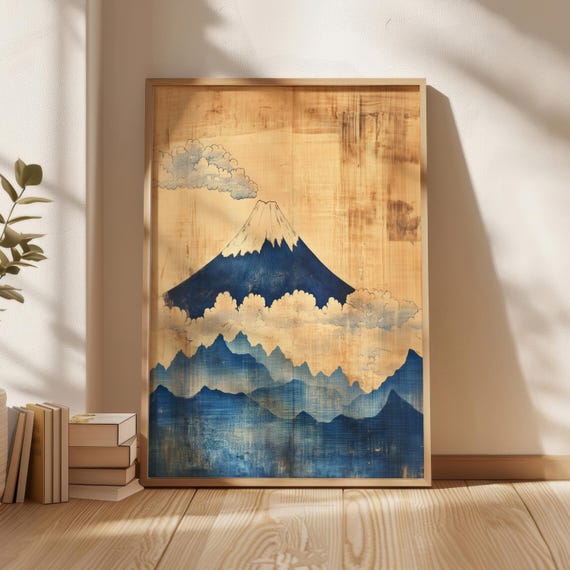 Katsushika Hokusai Style Fuji Poster Wall Art Print