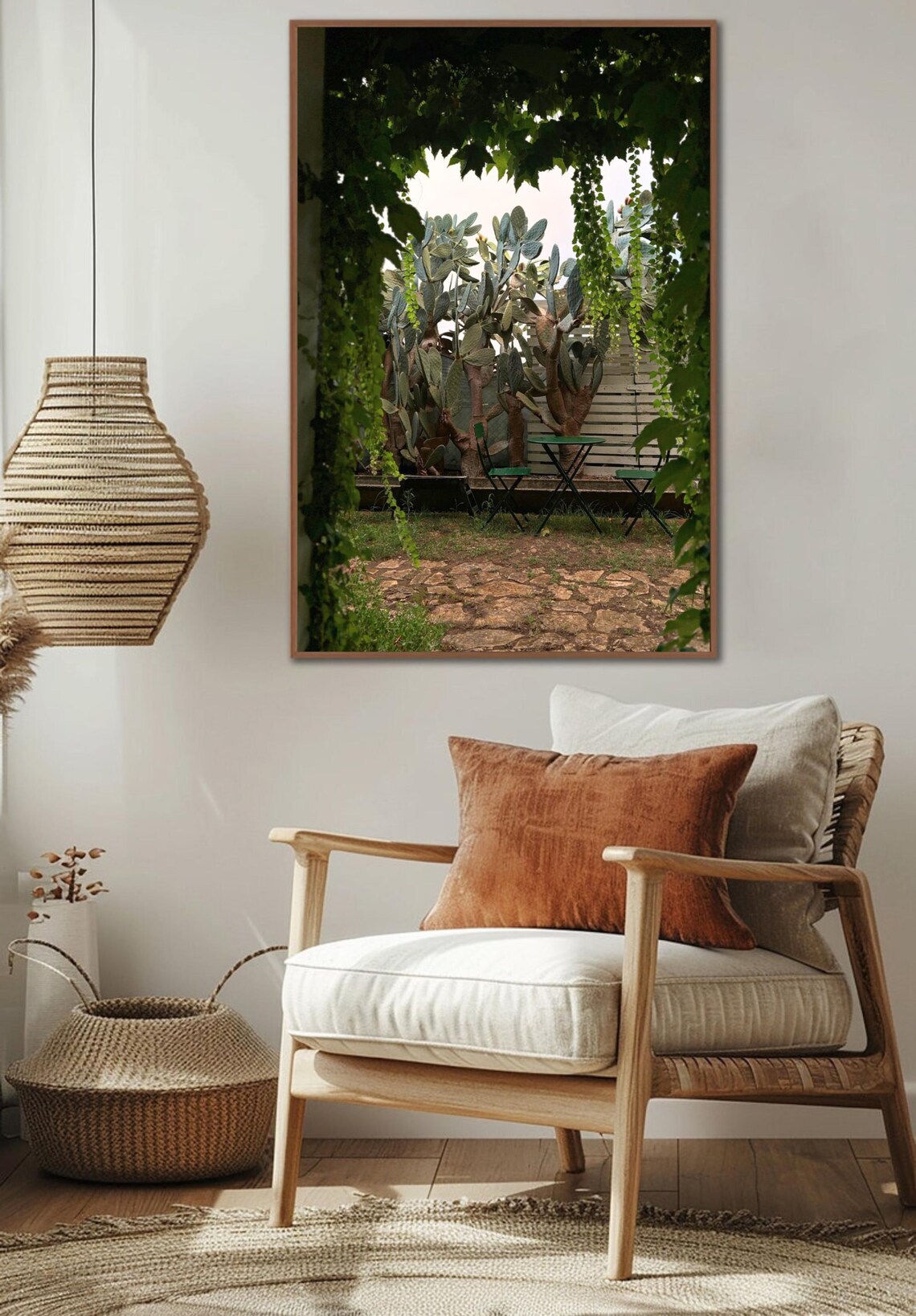 Italian Garden Courtyard With Cactus And Vine Arch Photography Poster - Image 3