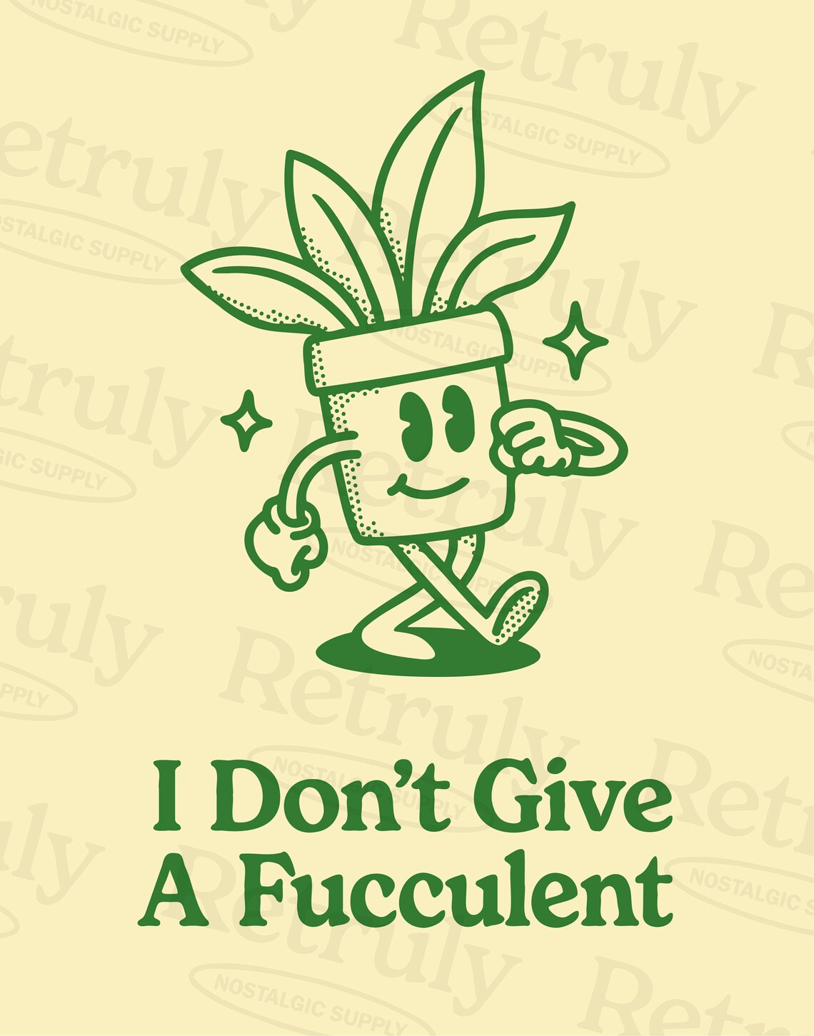 I Don't Give A Fucculent Funny Retro Art Print - Image 2