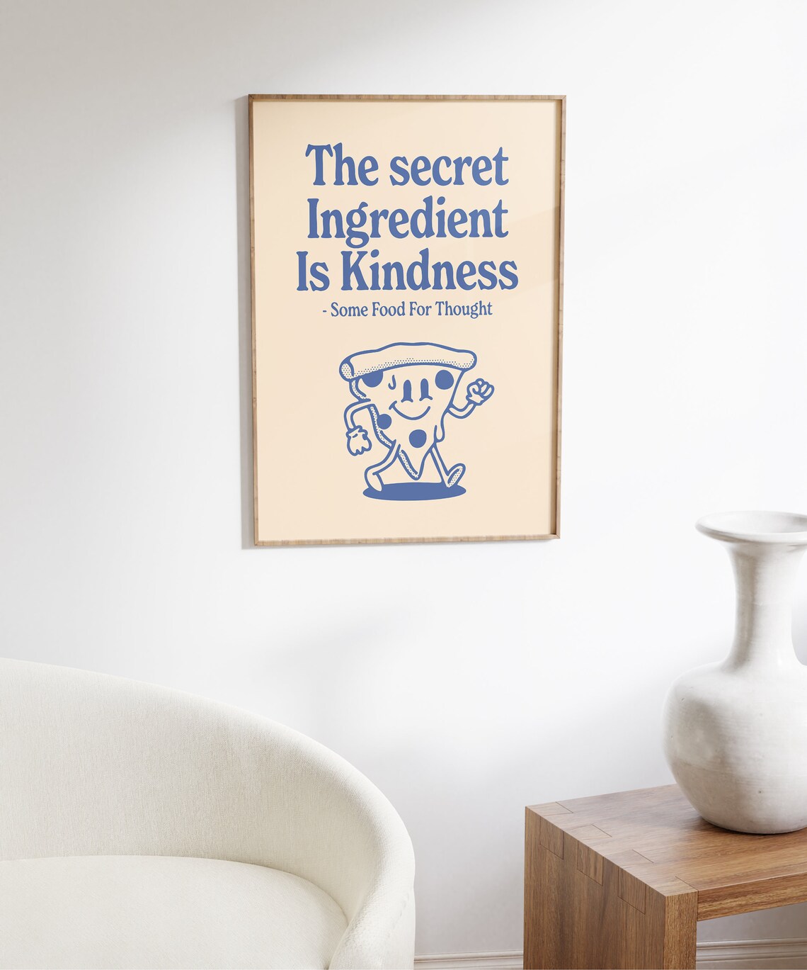 Kindness Retro Character Pizza Quote Art Print - Image 6