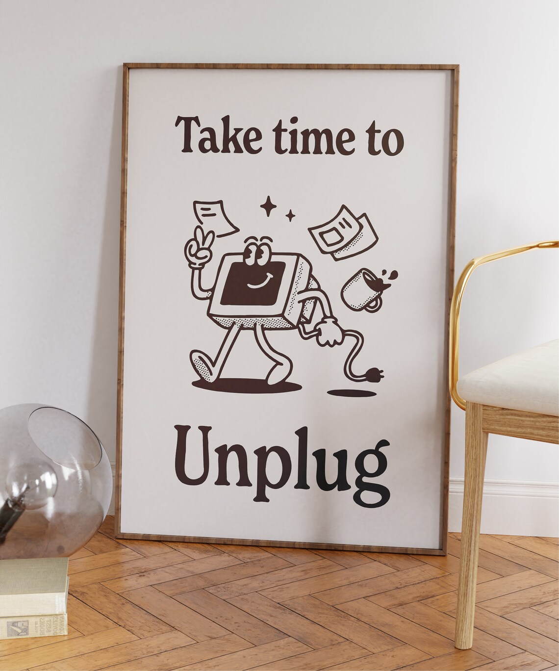Take Time To Unplug Retro Work-Life Art Print - Image 5