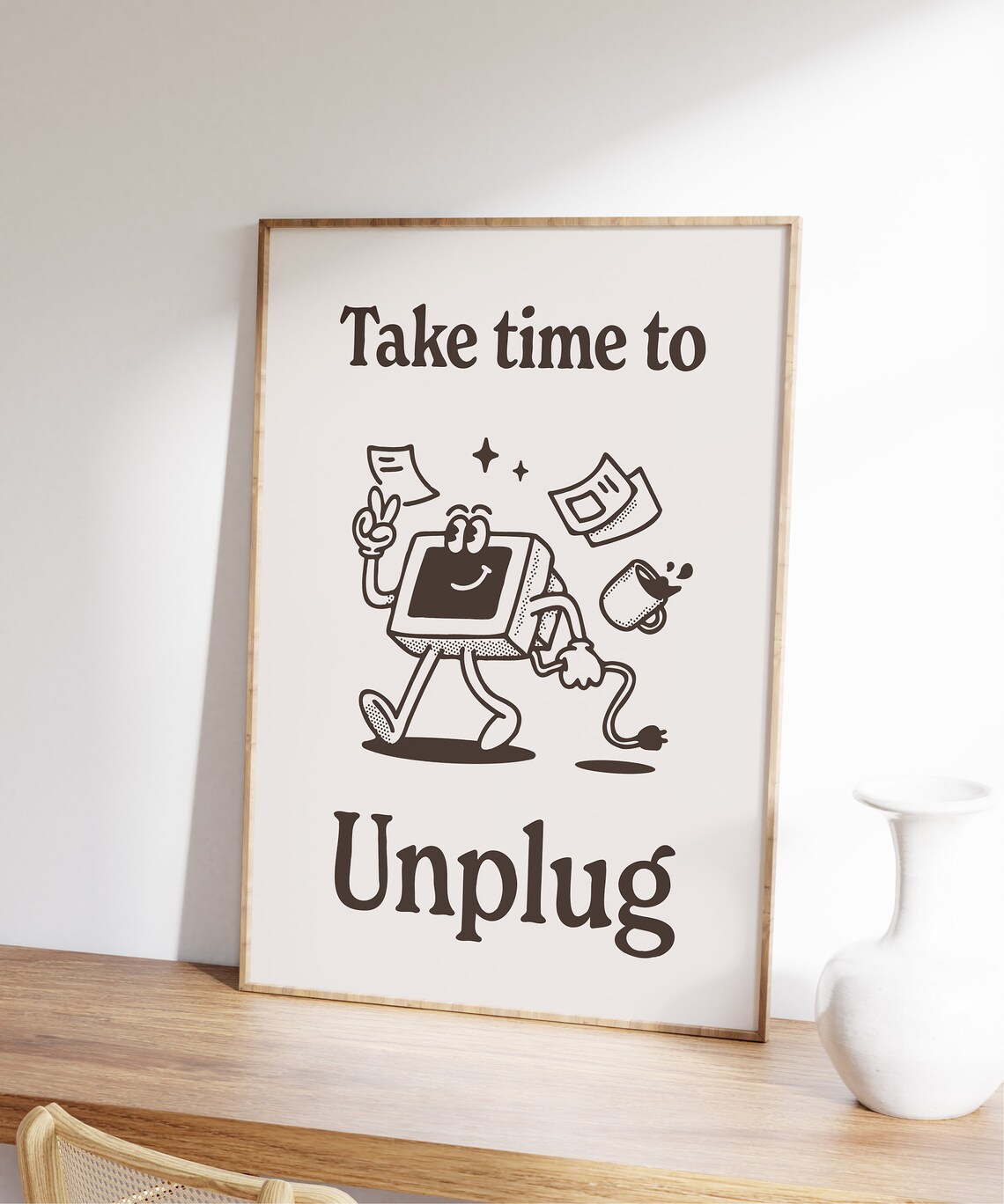 Take Time To Unplug Retro Work-Life Art Print - Image 6