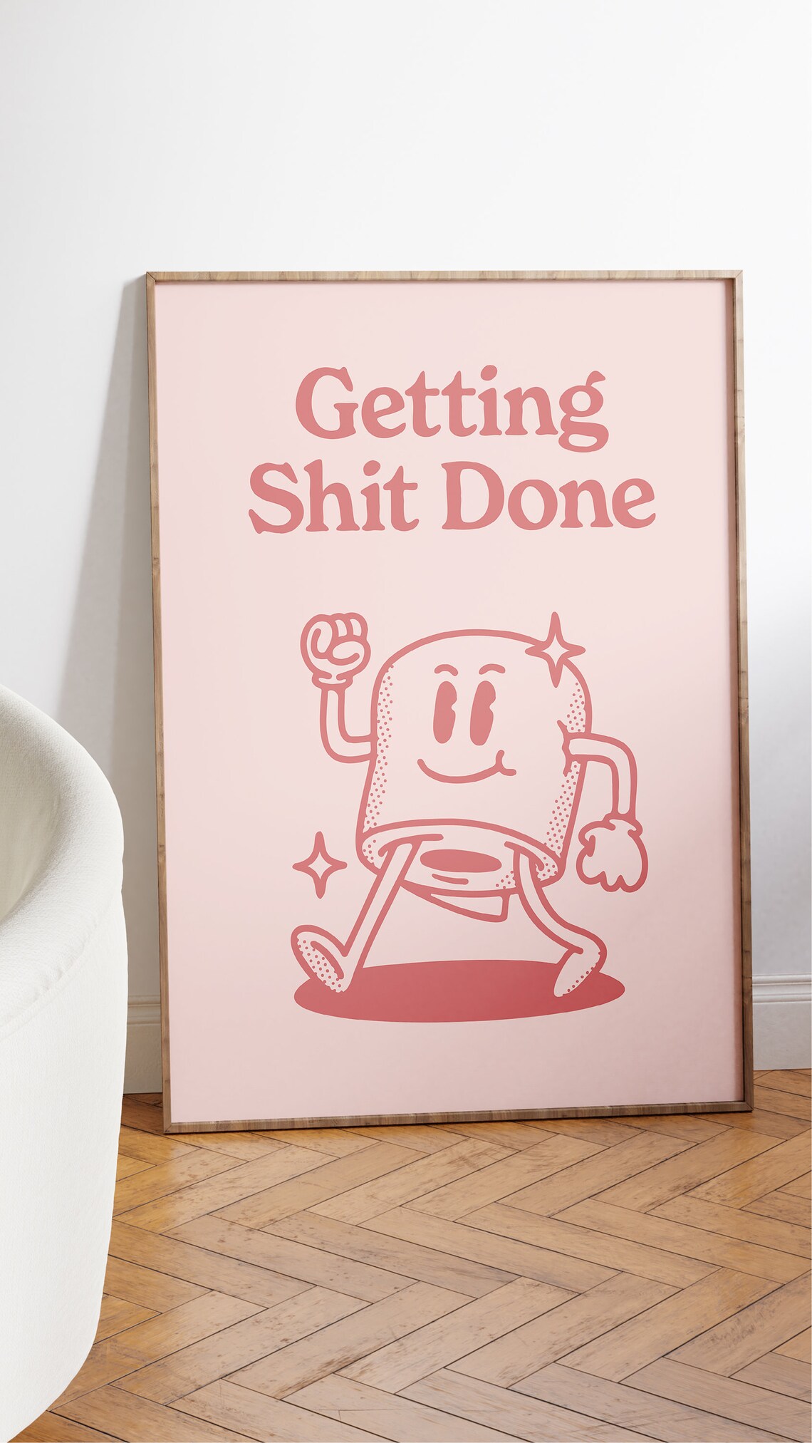Funny Bathroom Wall Print, Pink Retro Toilet Decor - Image 2