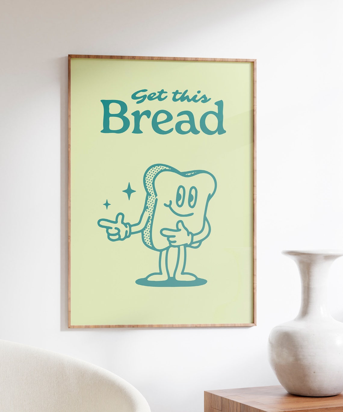 Get This Bread Smiling Toast Character Retro Motivational Quote Poster - Image 5