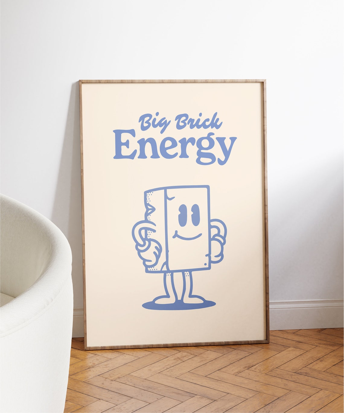 Big Brick Energy Funny Retro Smiling Brick Character Wall Art - Image 7