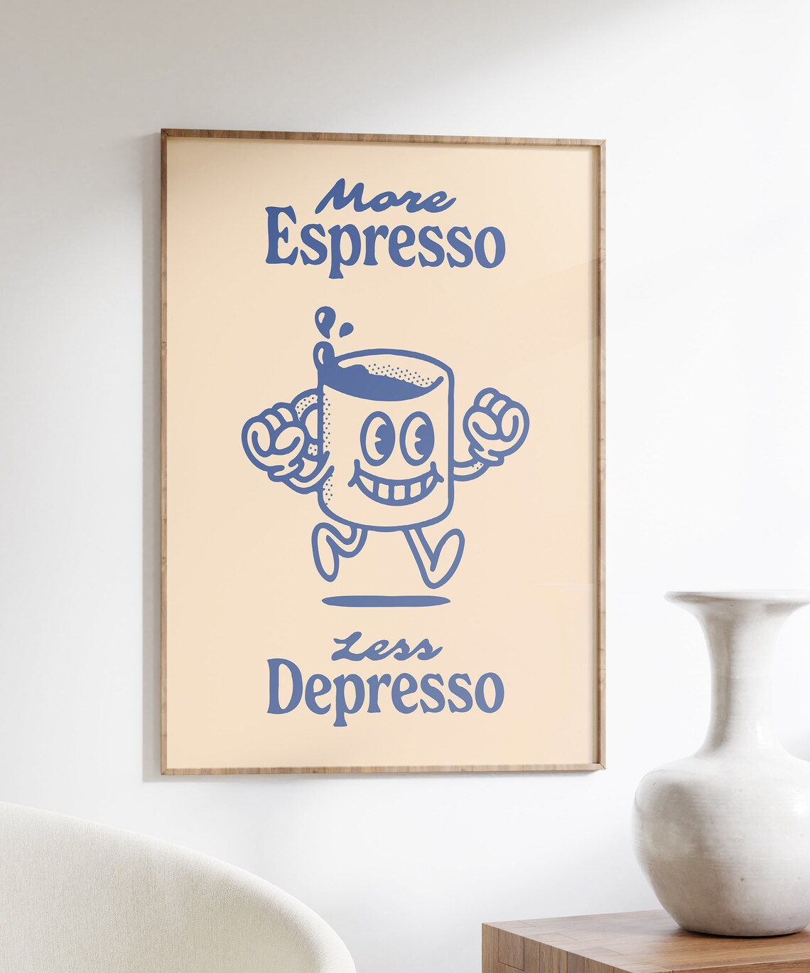 More Espresso Less Depresso Retro Coffee Quote Art Print - Image 4