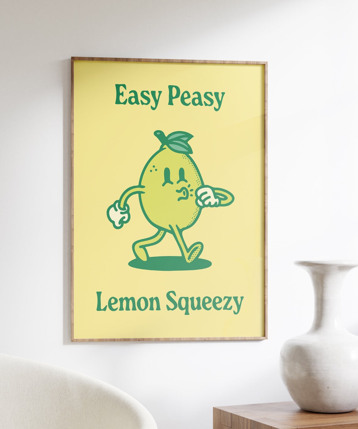 Easy Peasy Lemon Squeezy Poster Retro Lemon Art Print 70s Wall Decor Downloadable Wall Art Funny Quote Printable Retro Poster - Image 5