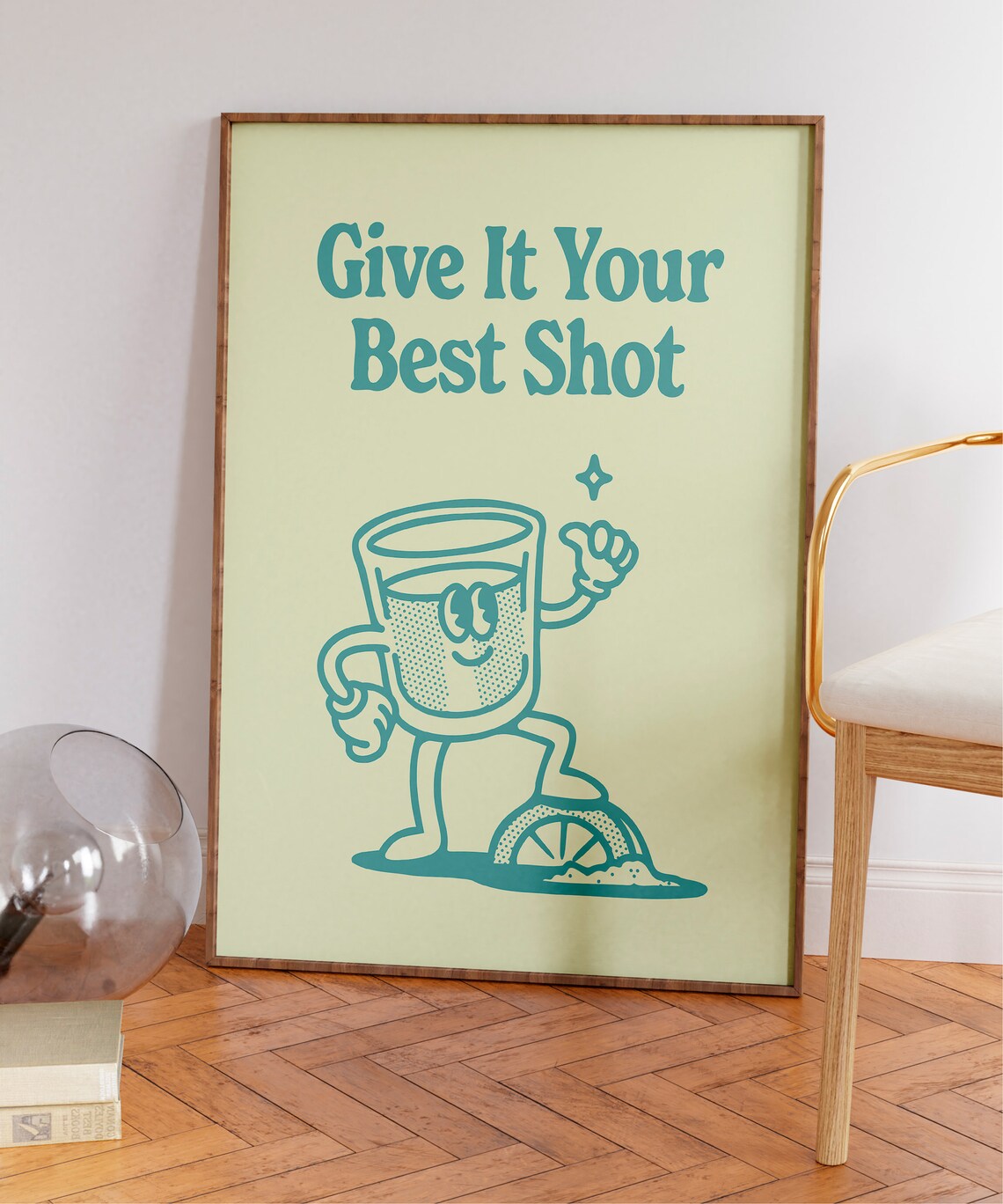 Give It Your Best Shot Teal Tequila Mascot Home Bar Art Poster - Image 5