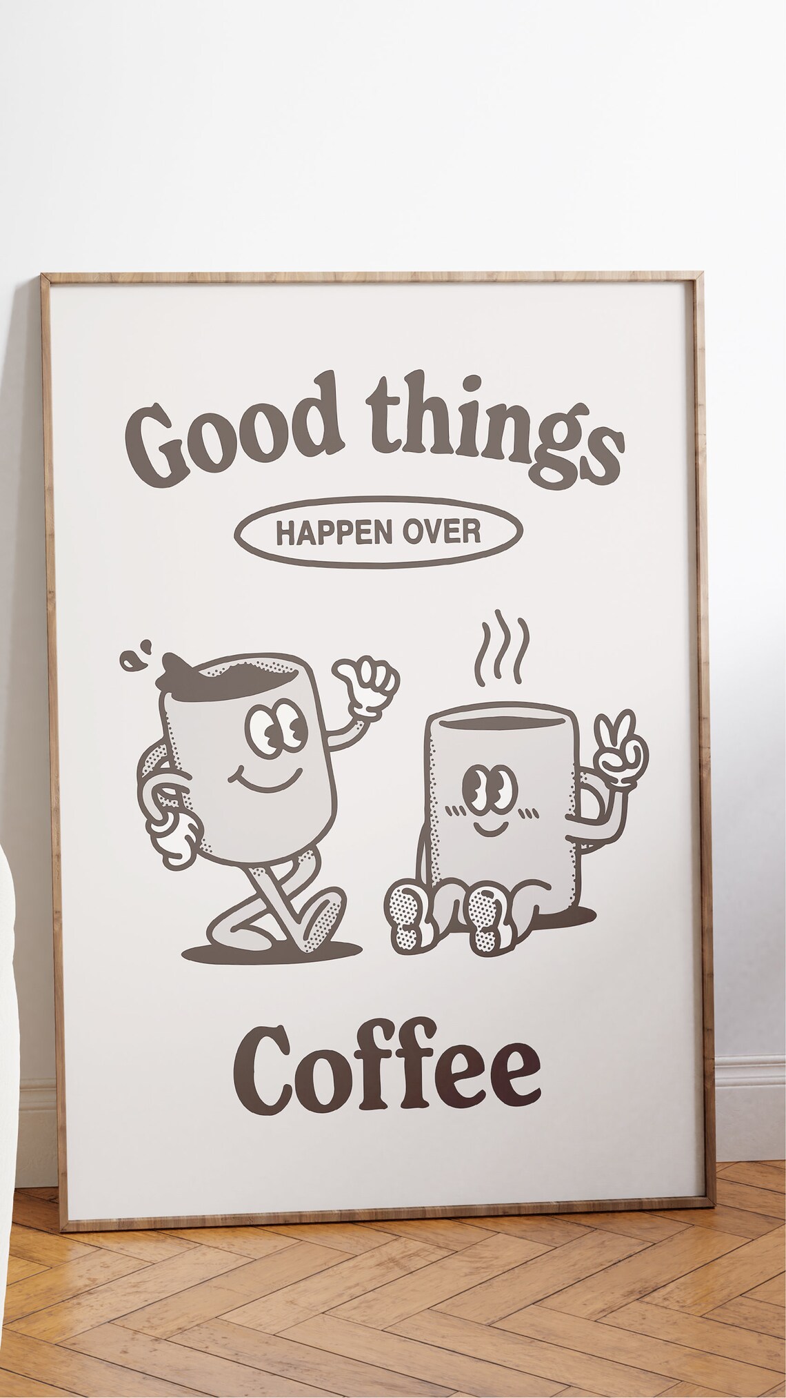 Good Things Happen Over Coffee, Retro Kitchen Poster - Image 2