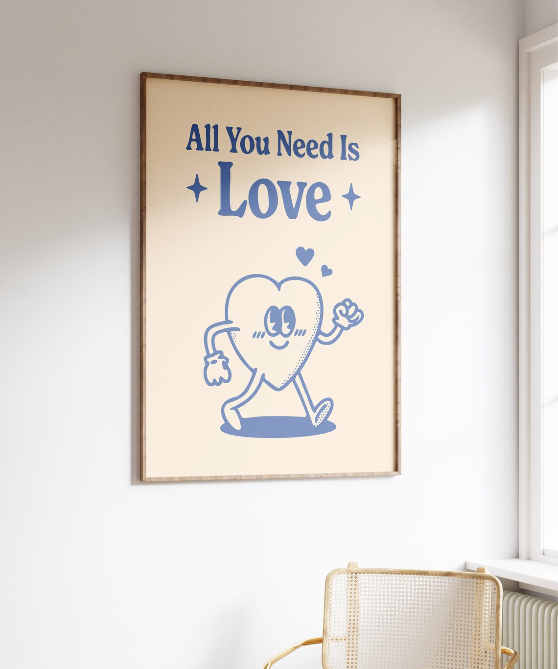 All You Need Is Love Retro Heart Character Valentine Quote Poster - Image 3