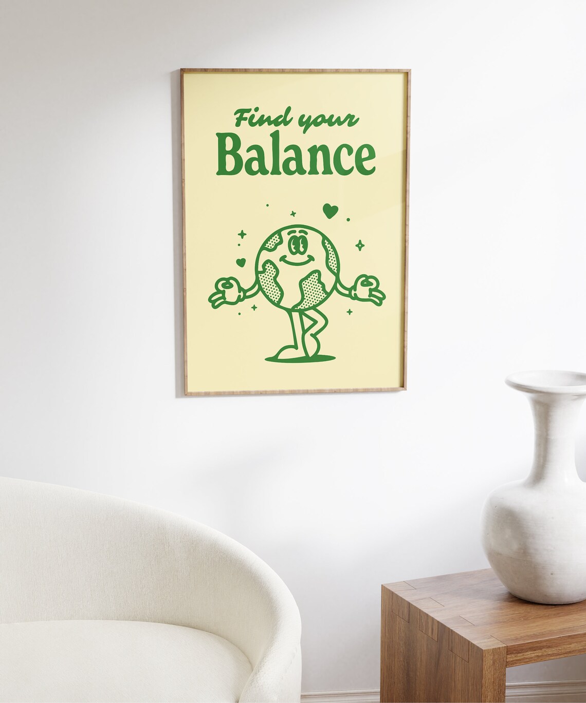 Find Your Balance Green Retro Cartoon Yoga Motivational Poster - Image 7