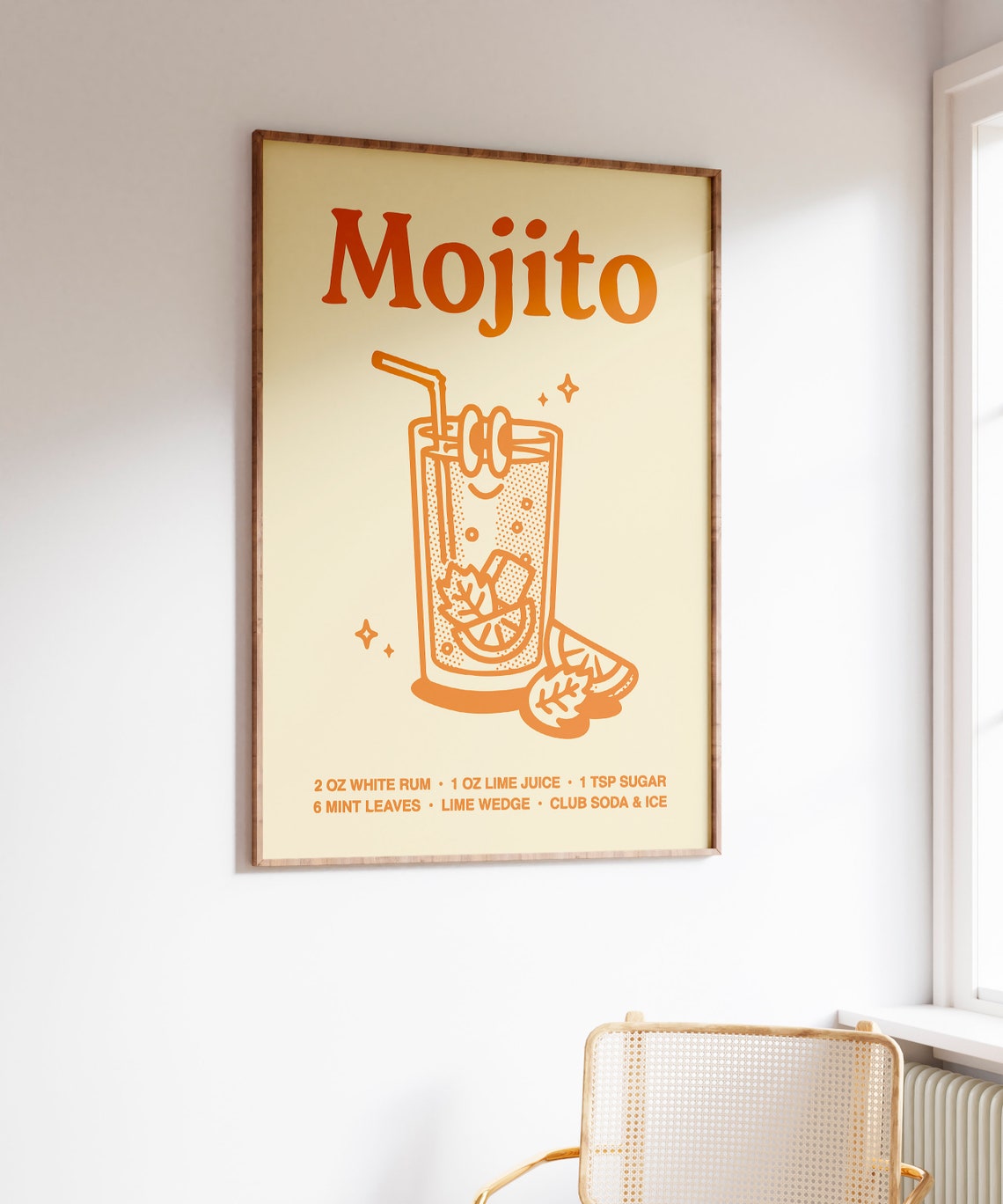 Retro Mojito Cocktail Recipe Glass Illustration Kitchen Bar Print - Image 4
