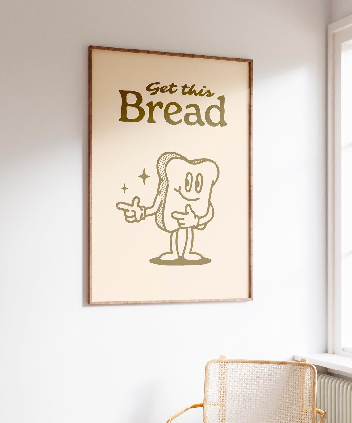 Get This Bread Cute Smiling Toast Retro Cartoon Quote Poster - Image 6