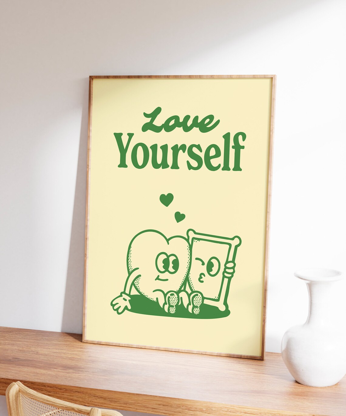 Love Yourself Print Selflove Poster Cute Retro Illustration Aesthetic Green Print Trendy Wall Art Gallery Wall Print Retro Art - Image 6