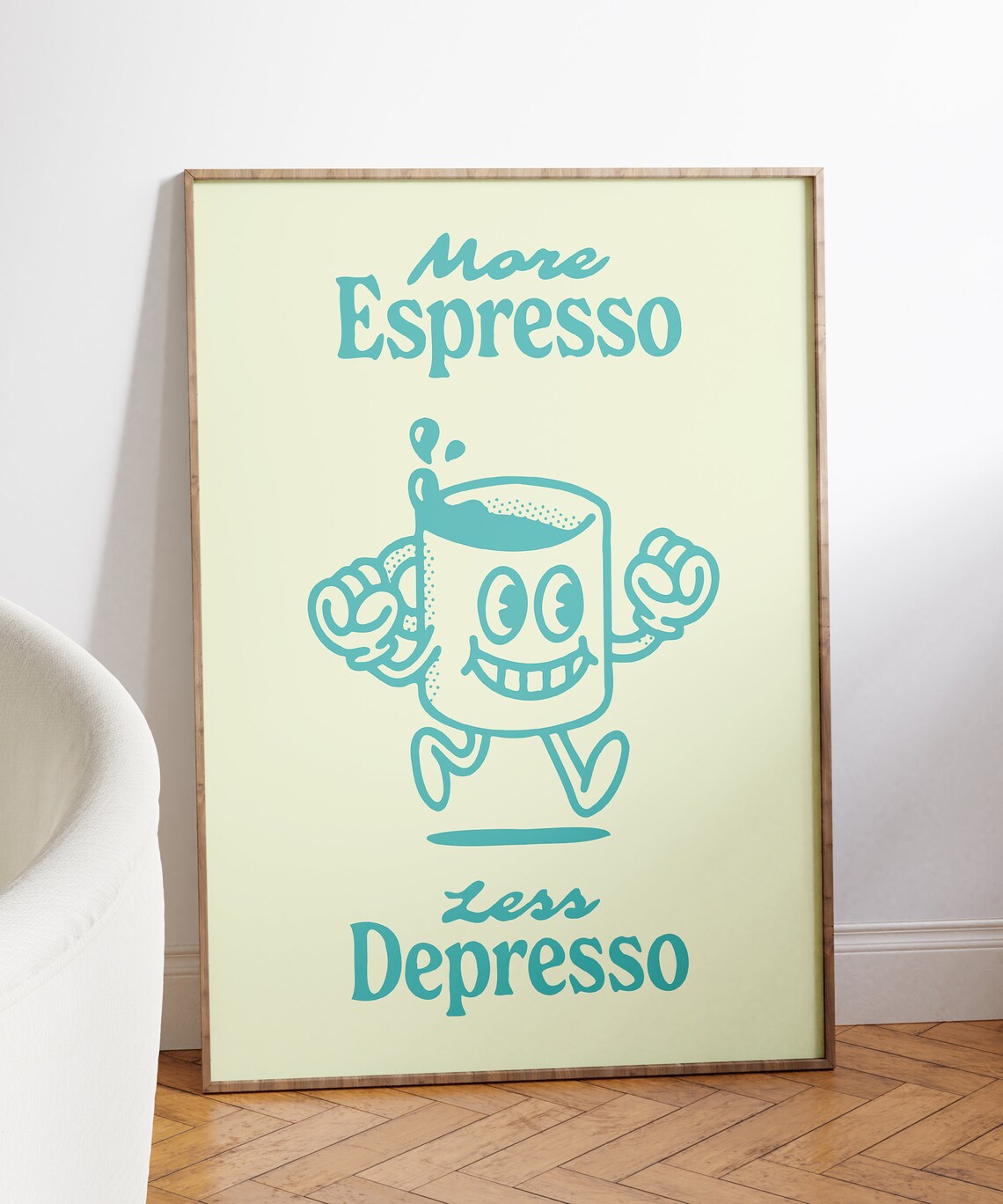 Retro Coffee Art Print, More Espresso Less Depresso - Image 5