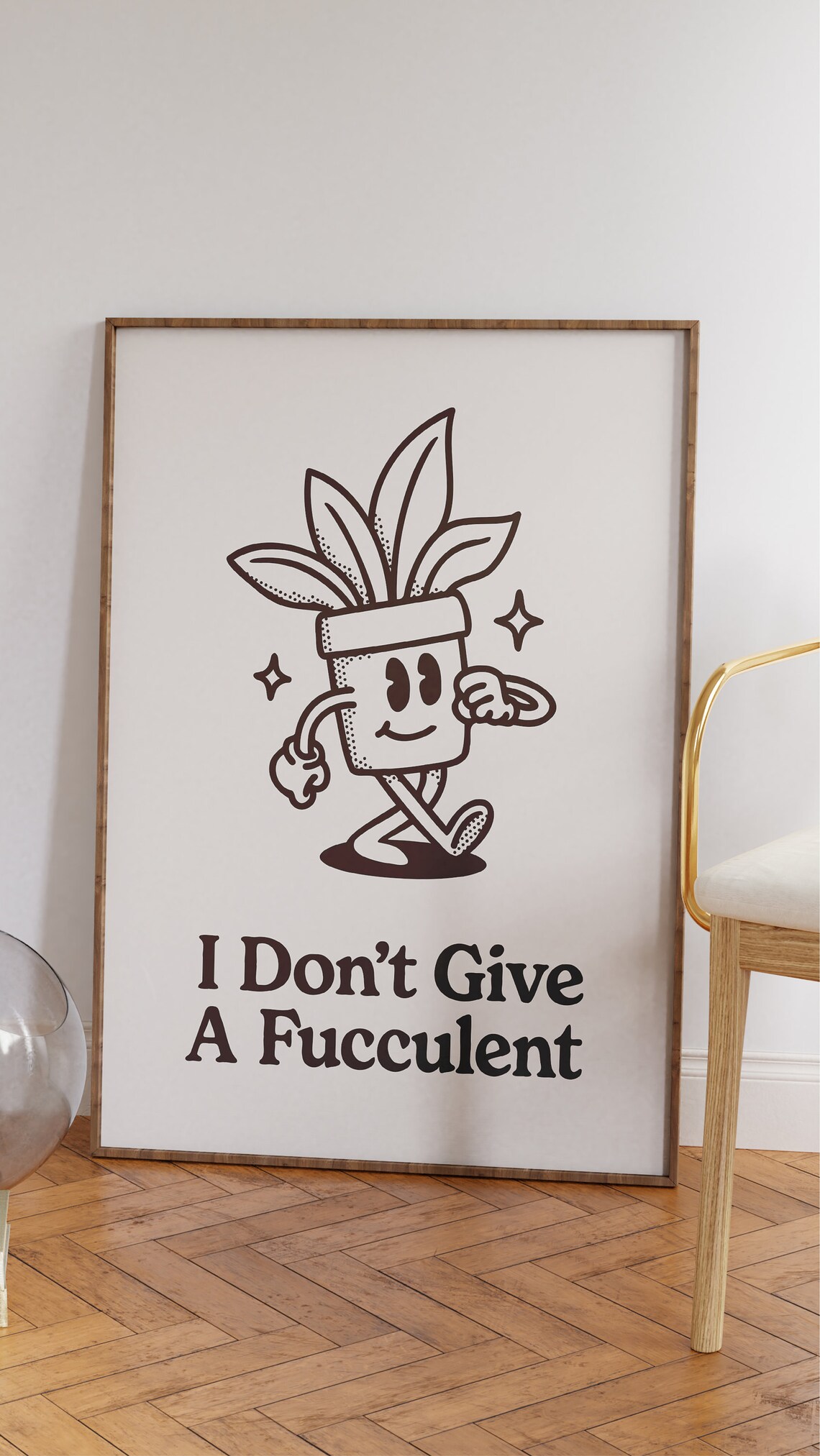 Retro Succulent Art Print, Funny Quote Style - Image 2