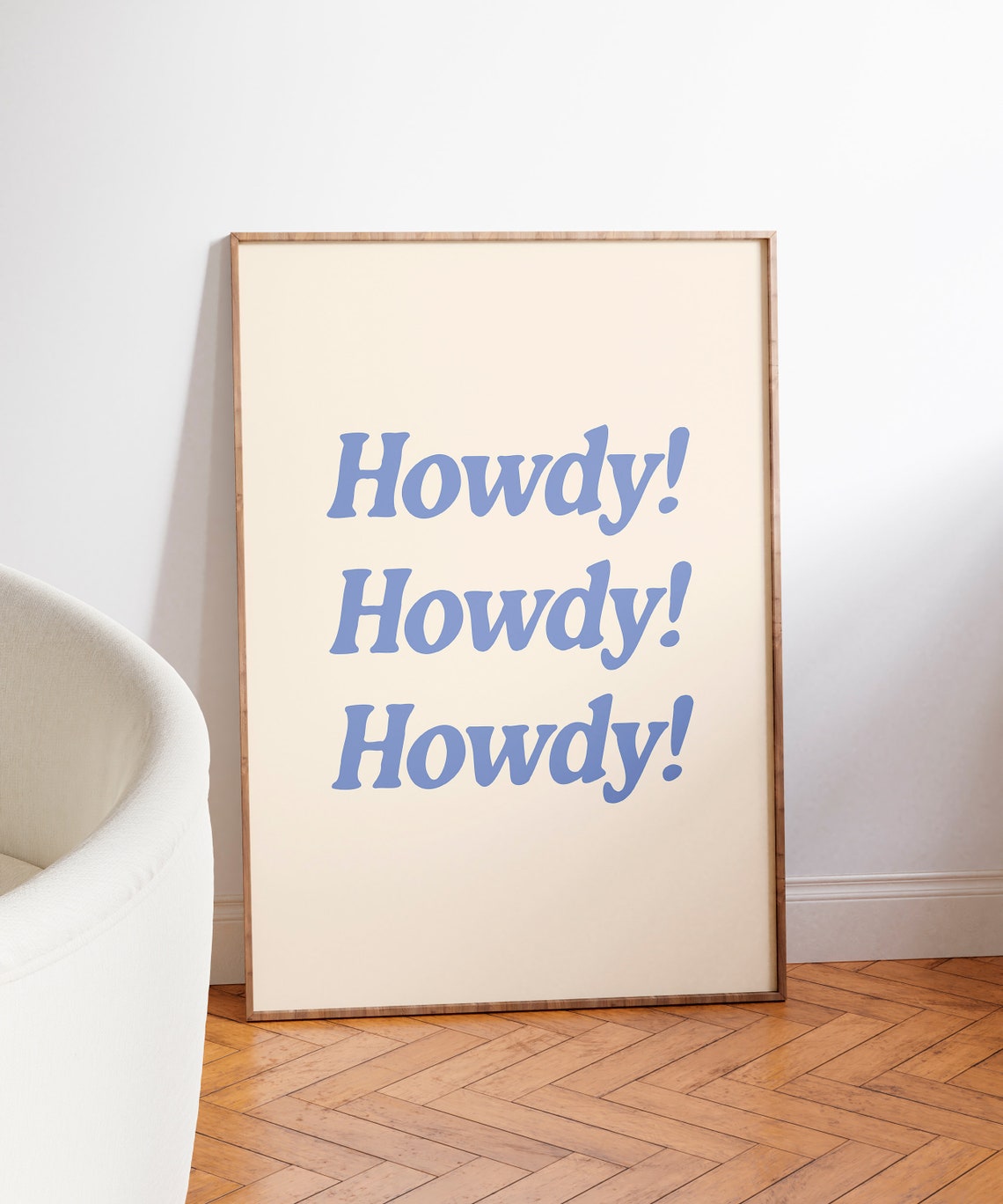 Howdy Blue Retro Typography Quote Western Wall Decor Wall Art - Image 7