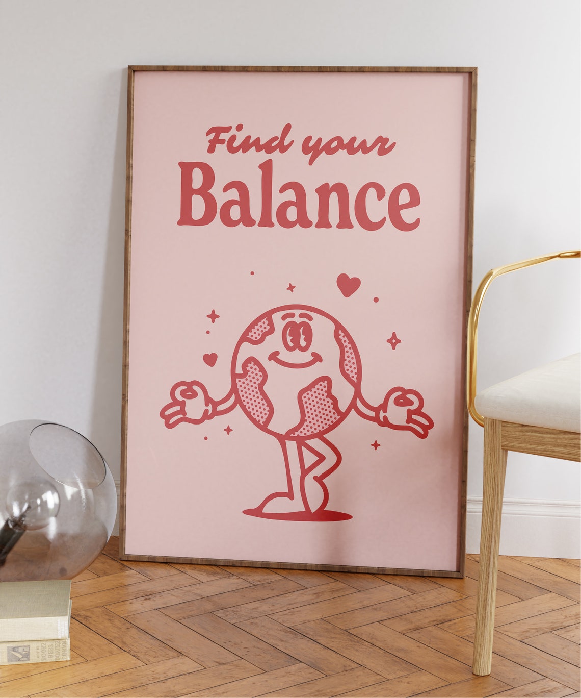 Find Your Balance Retro Yoga Art Print - Image 3