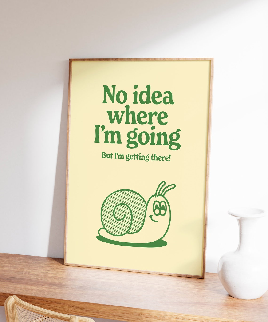 No Idea Where Im Going Cute Motivational Snail Quote Wall Art - Image 4