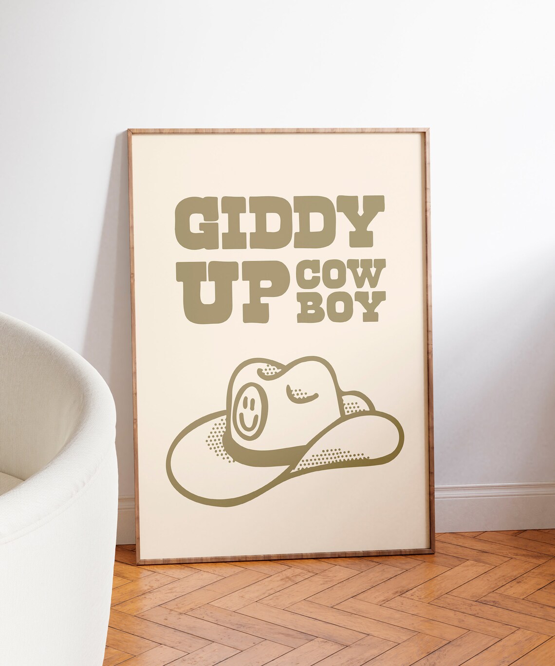 Giddy Up Retro Cowboy Quote Art Print - Image 3