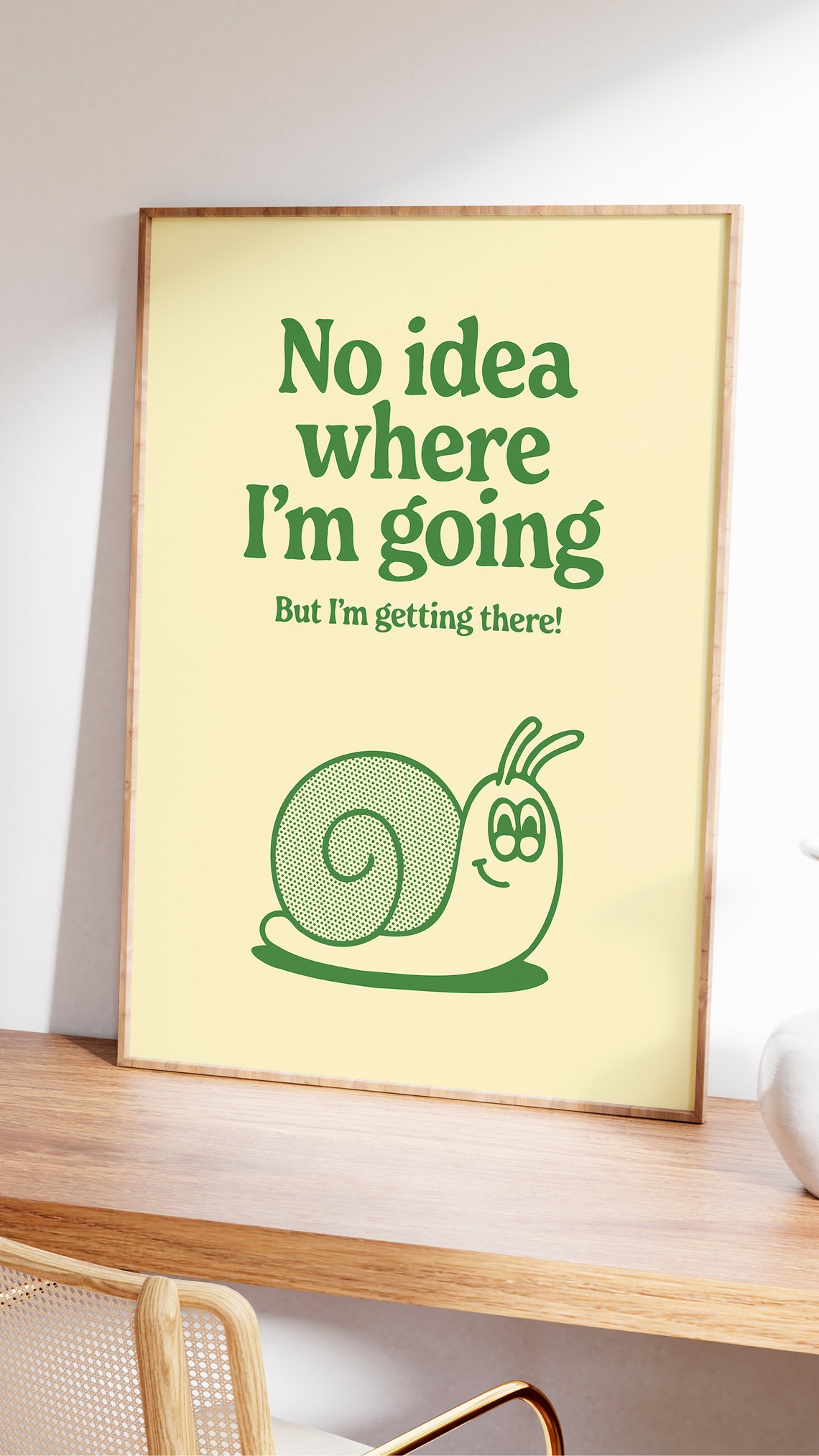 No Idea Where Im Going Cute Motivational Snail Quote Wall Art - Image 2