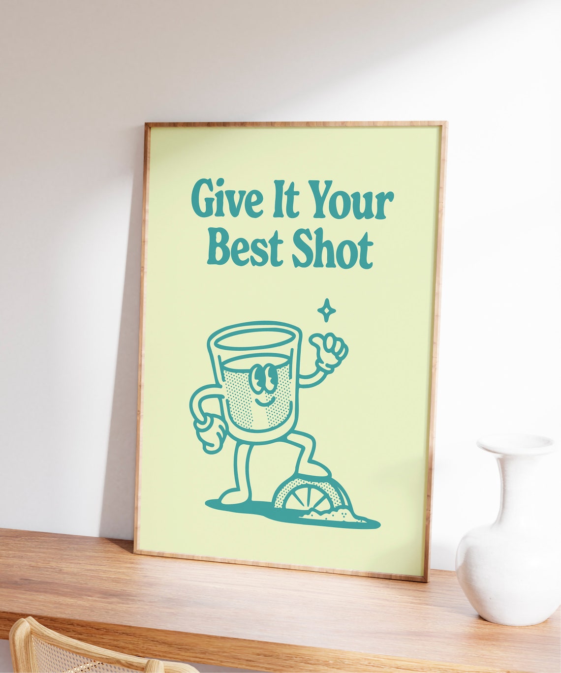 Give It Your Best Shot Teal Tequila Mascot Home Bar Art Poster - Image 7