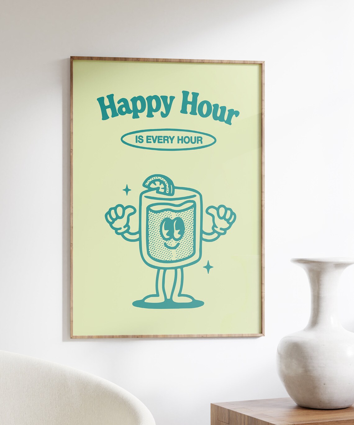 Retro Happy Hour Poster, 70s-Inspired Bar Decor - Image 6
